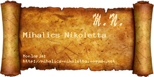 Mihalics Nikoletta névjegykártya