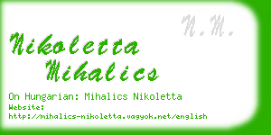 nikoletta mihalics business card